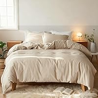 Vista 12 de Simple&Opulence Juego de funda de edredón de lino francés de 88 x 92 pulgadas, 5 piezas (1 funda de edredón, 4 fundas de almohada), mezcla de lino