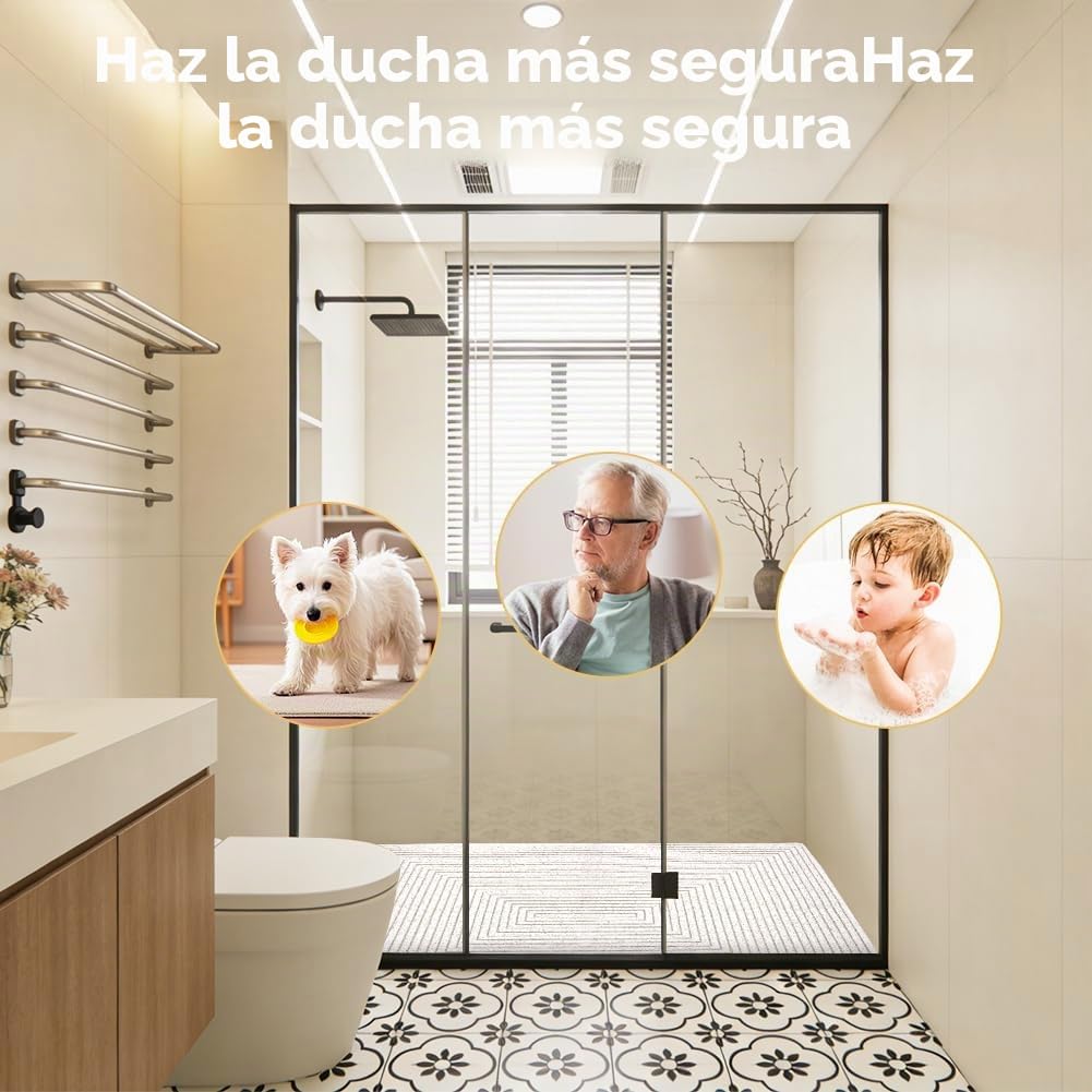DASIAUTOEM Alfombrilla de ducha antideslizante de 60x120 cm para ducha y bañera, alfombrilla de PVC de luffa antideslizante de secado rápido, alfombrilla de baño suave con orificios de drenaje