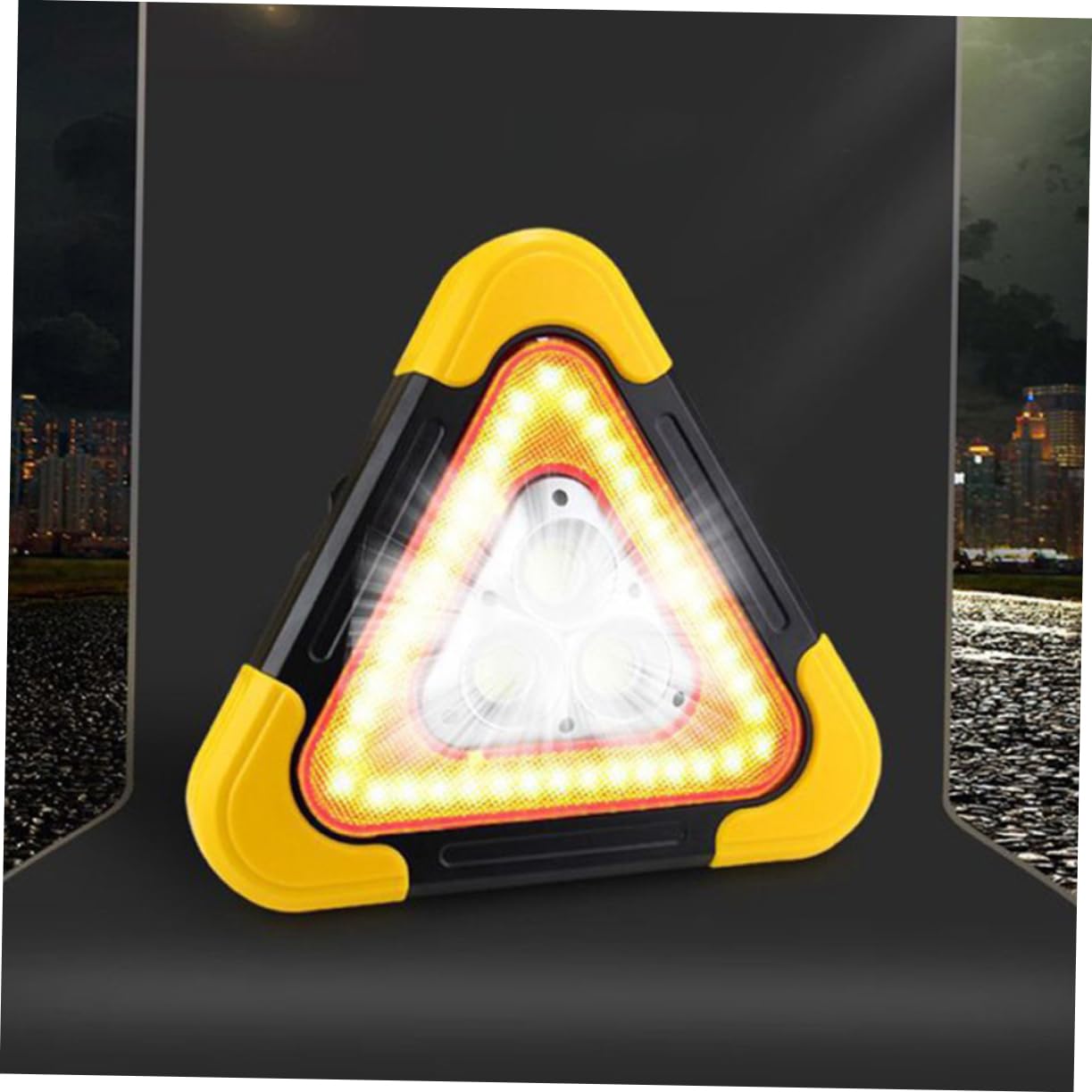 Señal de Advertencia Triangular para Automóvil Luz LED Portátil y Reflectante, Adecuado para Vehículos de Trabajo y Remolques en Asistencia en Carretera