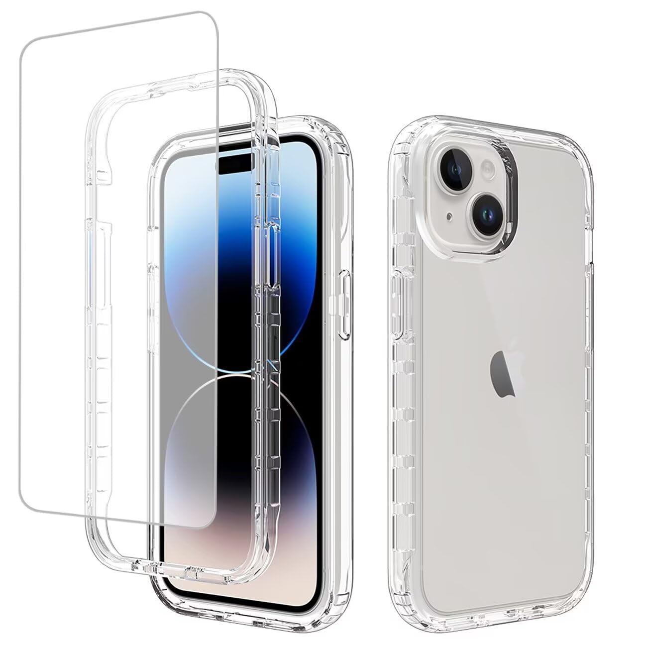Coque iPhone 15 Plus antichoc transparente avec protection écran verre