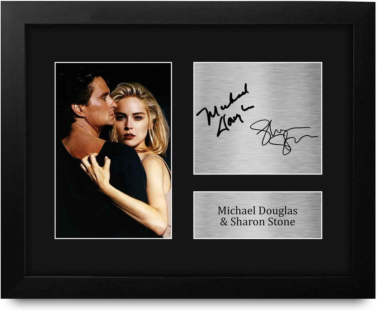 HWC Trading Michael Douglas & Sharon Stone Basic Instinct Framed Gifts Printed Signed Autograph Picture for Movie Memorabilia Fans - US Letter Size