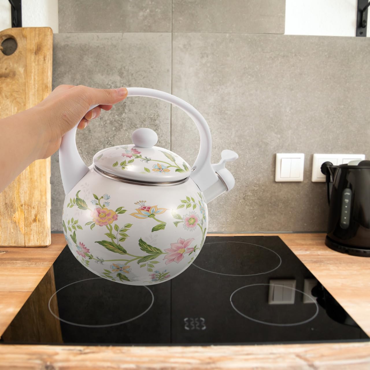 SOIMISS Bouilloire À Thé En Émail Pour Cuisinière Compatible Induction Et Gaz Bouilloire À Eau Épaissie Surface Facile À Nettoyer Pour Maison Et Bureau