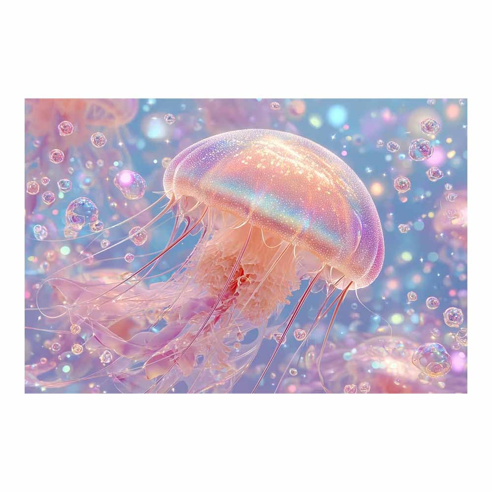 HUYEEI marine animals Canvas Wall Art Jellyfishs Canvas Prints Posters Modern Artwork for Livings Room Bedroom Bathroom Home Office(pink)-60x90cm Unframed