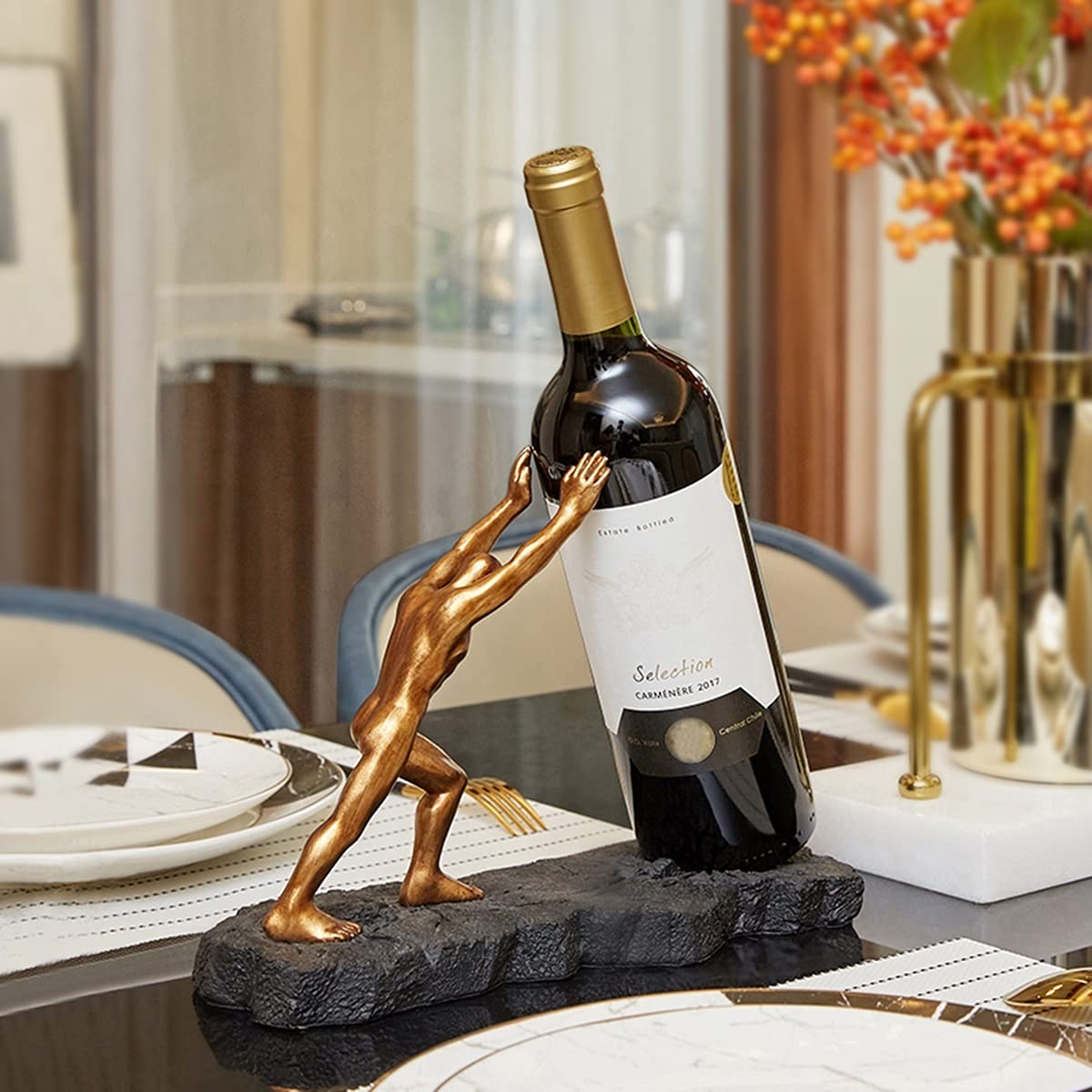 ZXHStore Creative Wine Rack Ornaments Man Shaped Sculpture Wine