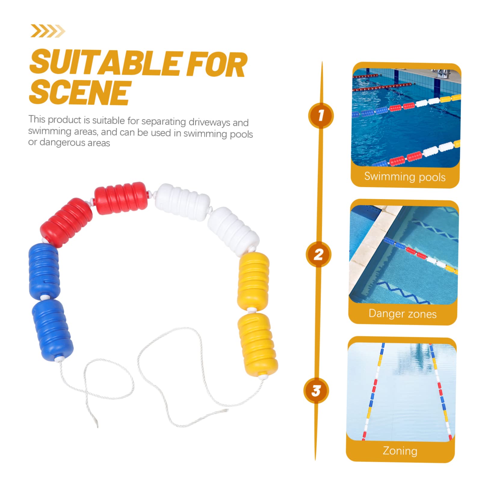 Ligne de Flotteurs Piscine en Plastique pour Séparation de Zones Dangereuses Flotteur Piscine Spiralé Facile à Saisir Ligne Flottante