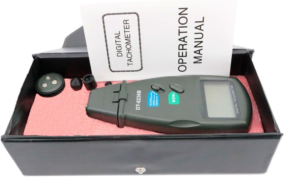 Digital Tachometer Laser Contact Speed Meter Optoelectronic Photo Tach Speedometer Data Storage DT6236B 99999 RPM