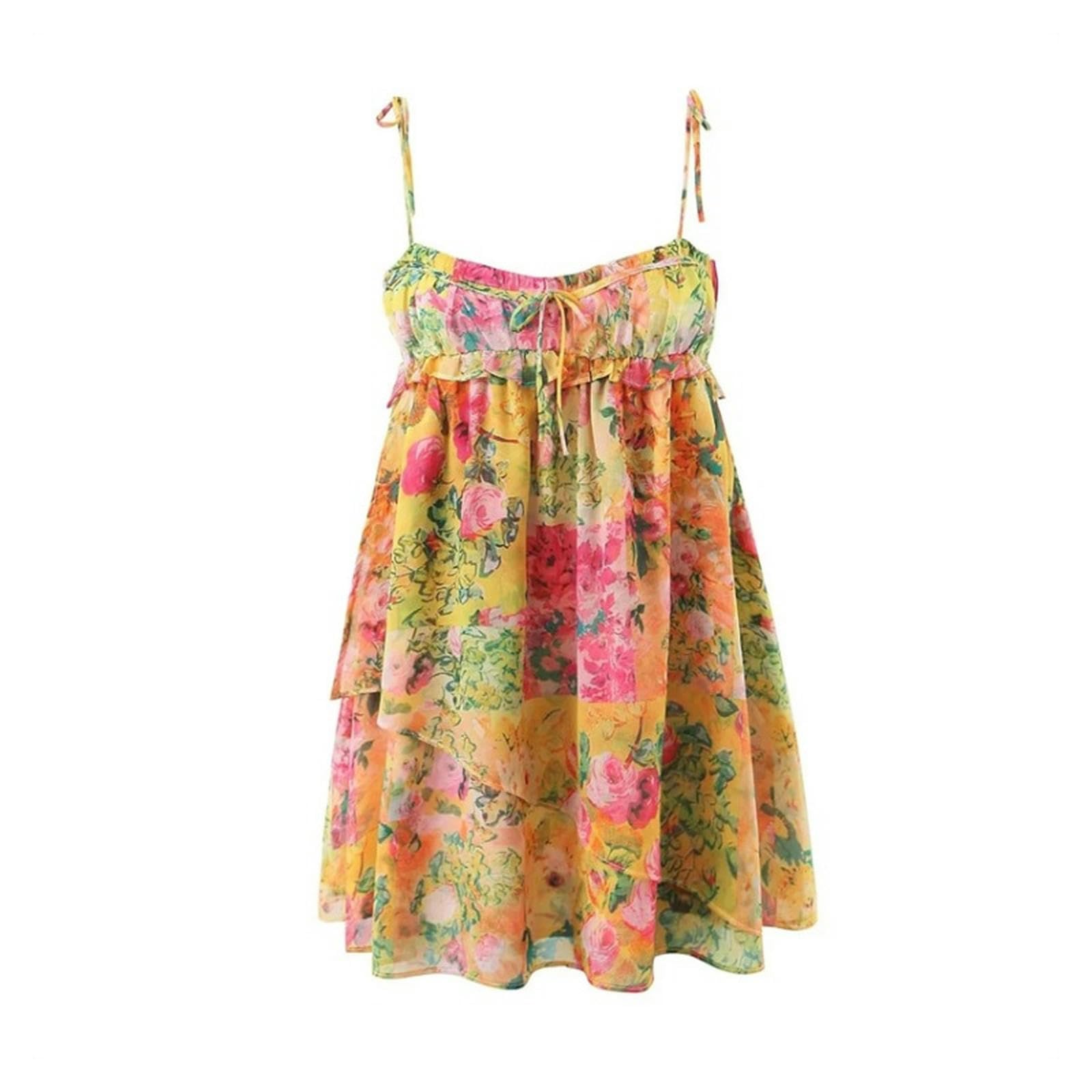 Robe fleurie de vacances en bord de mer à fines bretelles