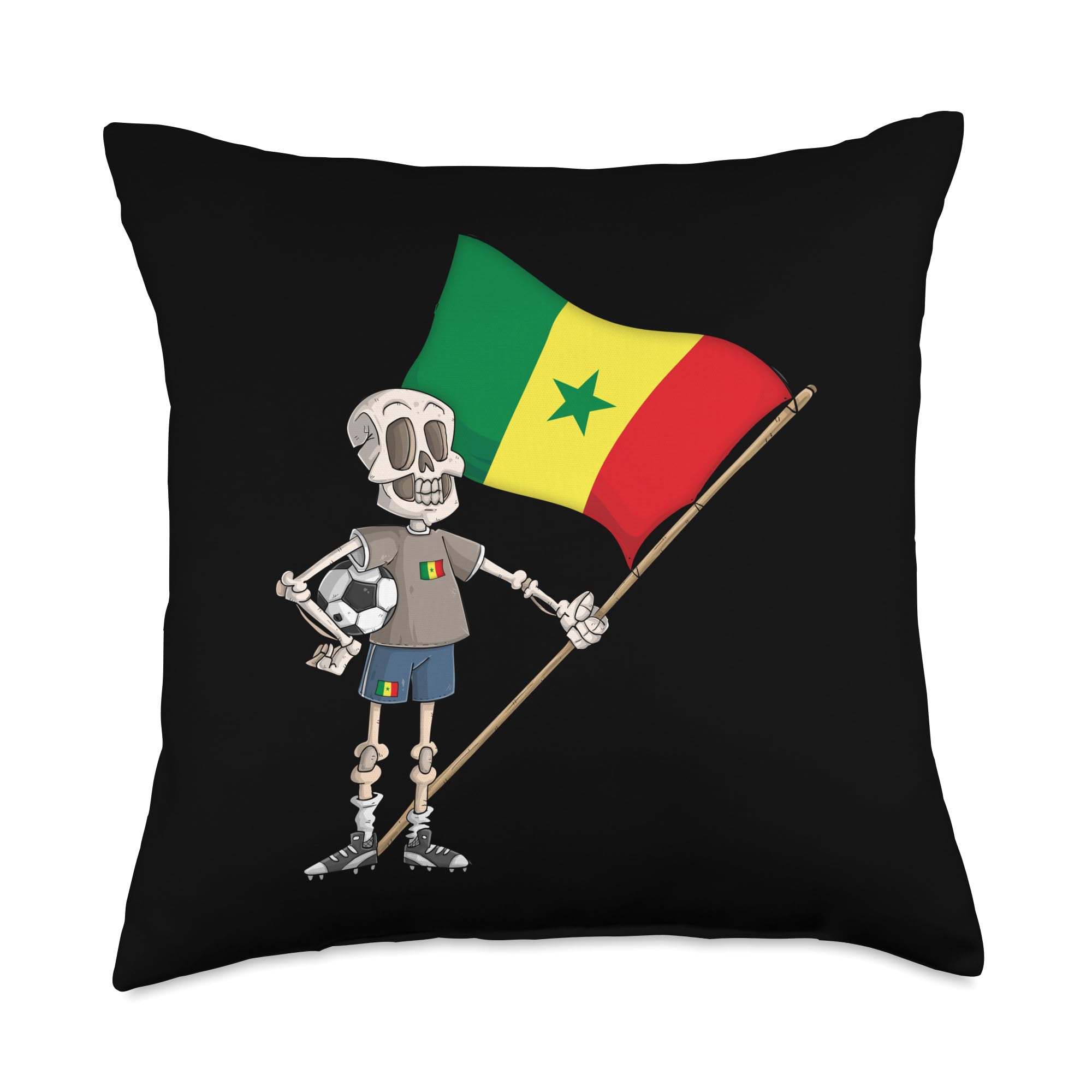 Senegal Skeleton/Senegalese Fans Throw Pillow, 18x18, Multicolor
