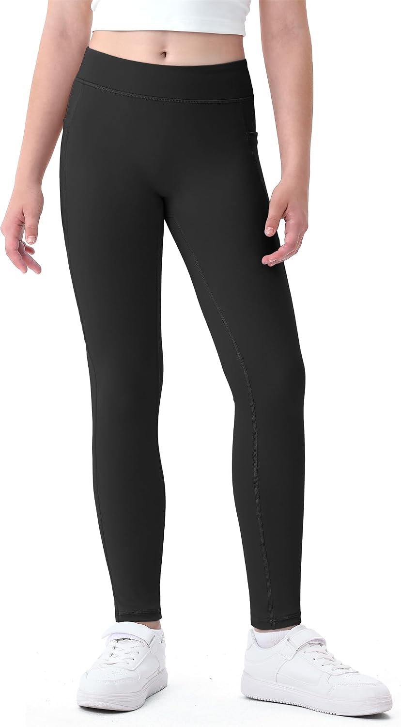 HASMES Girls Athletic Leggings Kids Yoga Dance Pants with Pocket