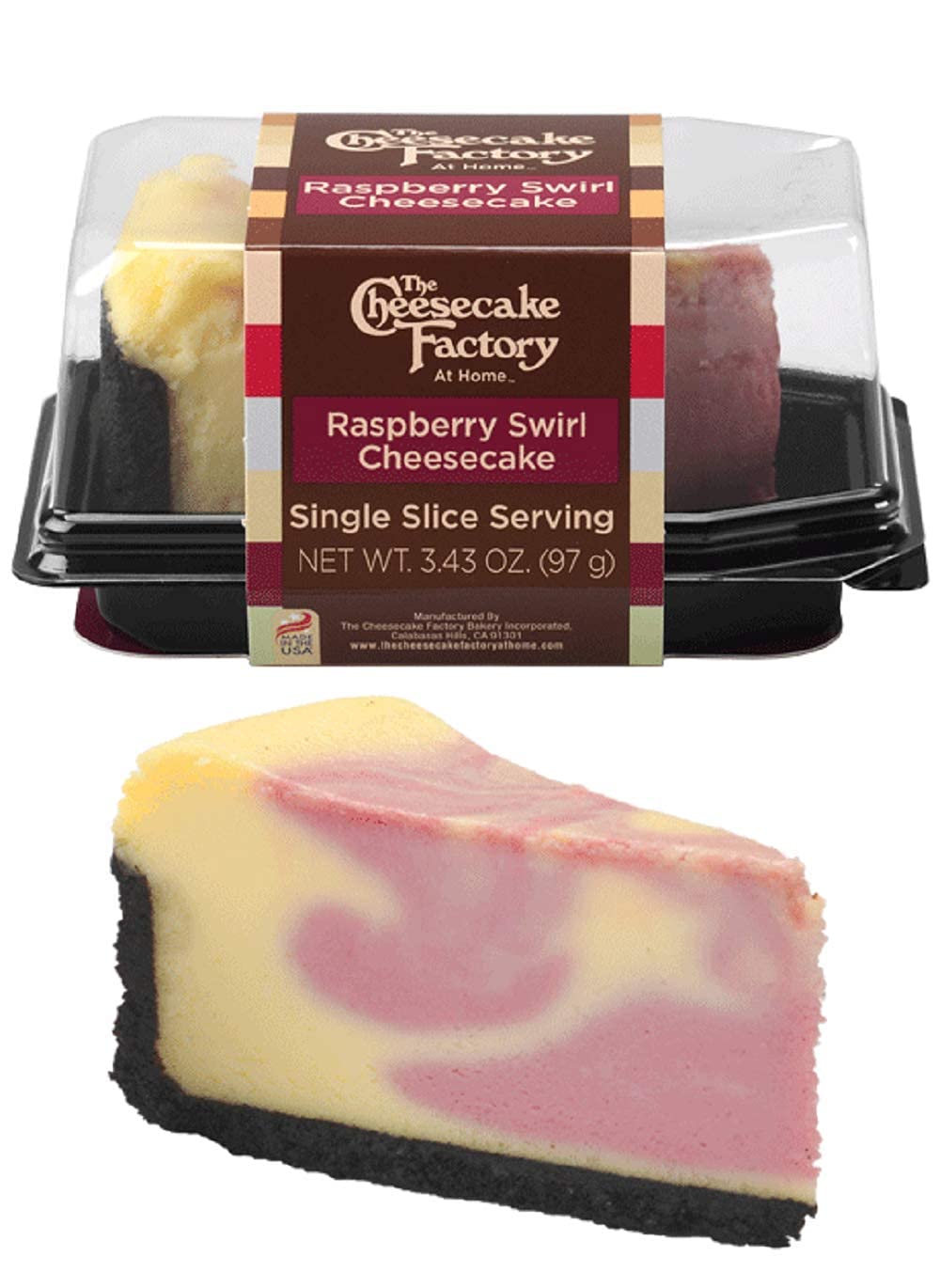The Cheesecake Factory Raspberry Swirl Cheesecake Single Slice, 3.43 Oz (FROZEN)