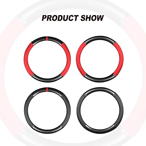 Miniatura 3 de Ergocar Funda deportiva de fibra de carbono y cuero PU para volante de automóvil, protector antideslizante para volante de automóvil universal para