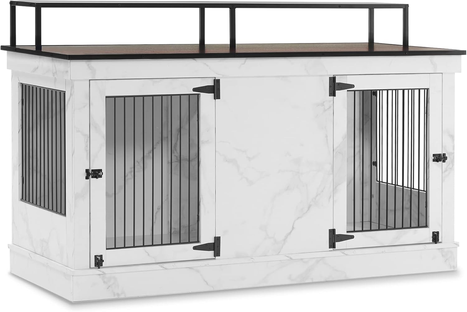 MCombo Large Dog Crate Furniture TV Stand, Wooden Pet Kennel with Double Doors, Indoor Furniture Style Dog House End Table, 1861 (White)