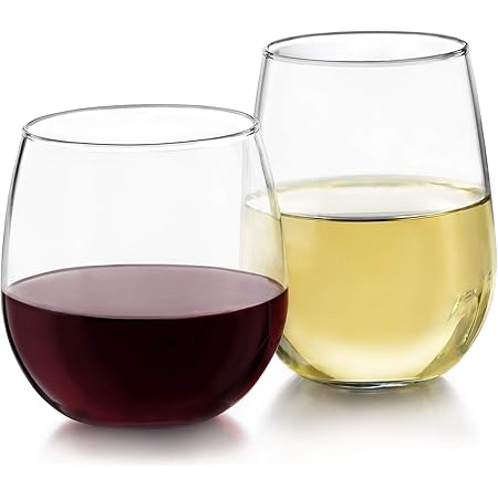 Libbey Stemless 12-Piece Wine Glass Party Set for Red and White Wines