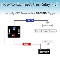 Vista 5 de Paquete de 2 relés y arnés impermeables de 4 pines 40 A 12 V CC, relé automotriz de 12 V resistente para bocinas, arrancadores, ventiladores
