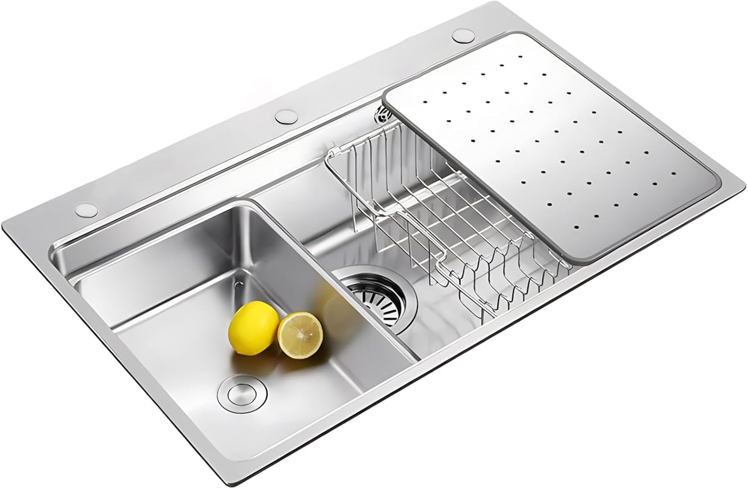 Évier de cuisine en acier 304 finition argentée durable de qualité supérieure
