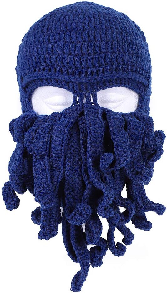 YEKEYI 6pcs Beard Hat Beanie Knit Pirate Hat Octopus Hat Windproof Funny Squid Mask Skiing Hat