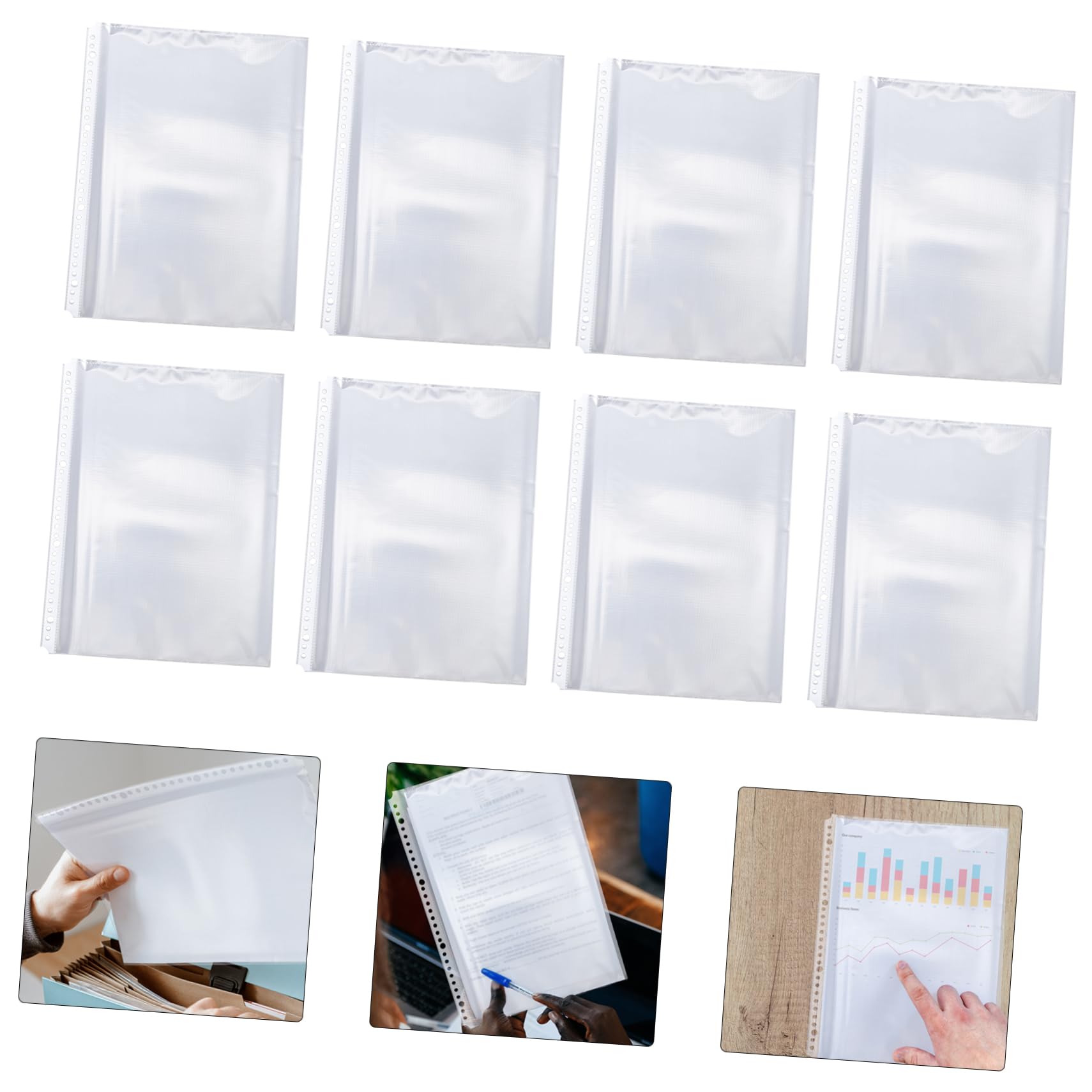 MAGICLULU 100 Pezzi A4 Raccoglitori Pagine Interne Protezioni Sacchetti Di Stoccaggio 30 Fori Per Ufficio