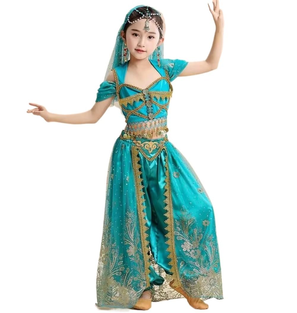 ベリーダンス　アラビアン　衣装　コスチューム　アラジン　ジャスミン Amazon.co.jp: 2点セット 子供 ベリーダンス 衣装 アラジン