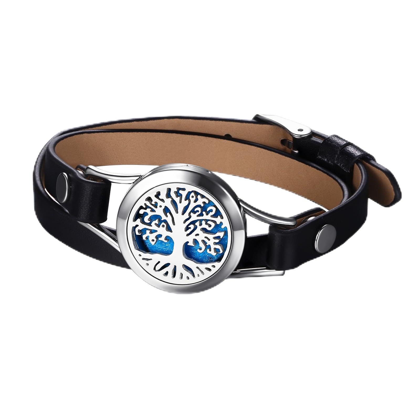 Bracciale per aromaterapia in acciaio inossidabile con albero