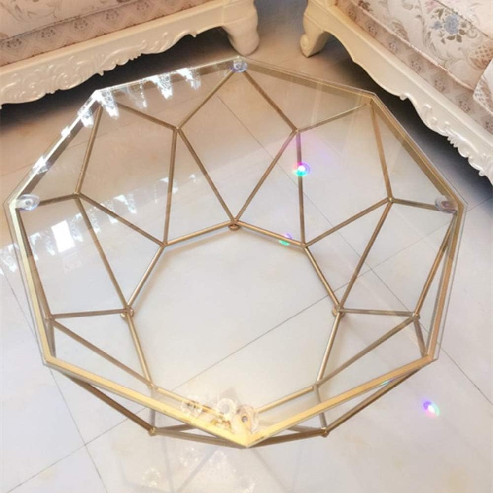 Side Table/End Table,Coffee Table Living Room Nordic Minimalist End Table with Tempered Glass Tabletop and Metal Frame for Home Bedroom Office