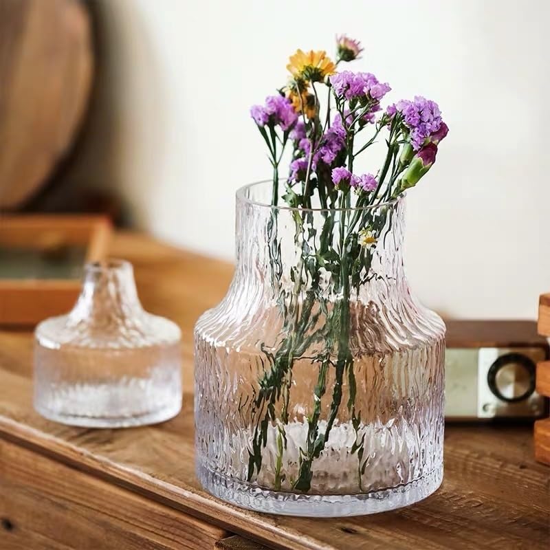 Jarrón Jarrón de Vidrio Transparente Simple con Flores Frescas en Agua, jarrón de Flores Decorativo, Adornos de arreglos Florales de Mesa Jarrón de Cerámica(A)