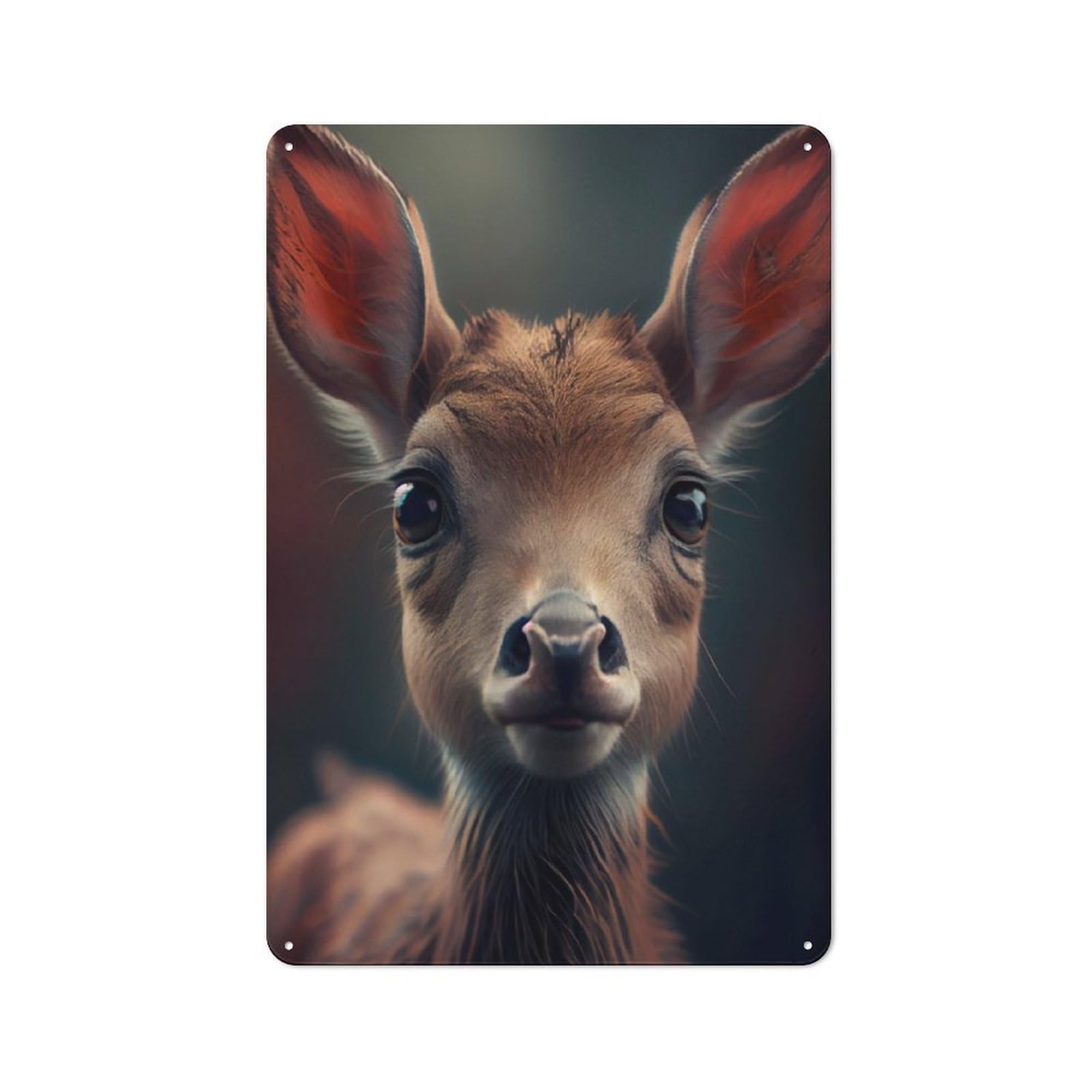 Junmoney Curious Fawns Portrait Metal Wall Sign 30X20cm Featuring For Living Room Wall, For Decorating Living Rooms And Feature Walls