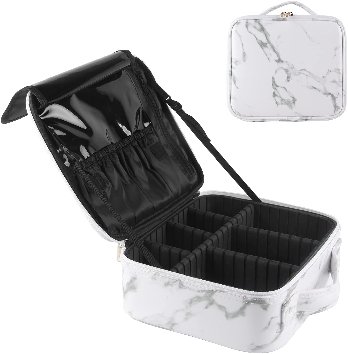LUISUI Cosmetic Case Organizer Makeup Case Portable Travel Brush Storage Case, Marble, One Size,