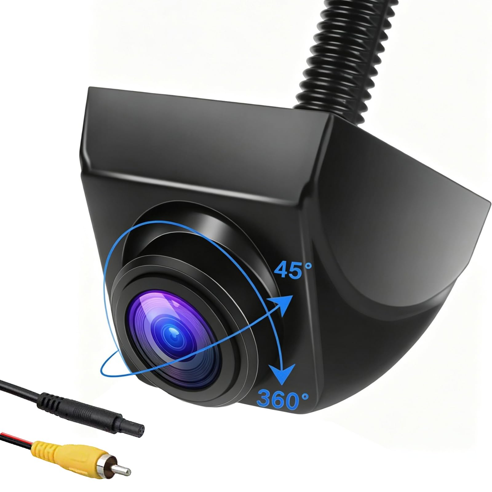 OBEST Camara Marcha Atrás Coche AHD/CVBS, Visión Nocturna, Universal 12-24V | Eliminan Puntos Ciegos Giro 360° & Ajuste 45°, Gran Angular 120°, Cable RCA 6m, Cámara Trasera para Auto Camion Furgoneta