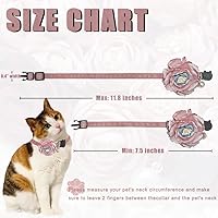 Vista 3 de Fupo Collar de gato - Breakaway ajustable con campana y flor (rosa)