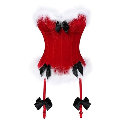 jutrisujo Women's Christmas Corset for Christmas Santa Costume Bustier Overbust - XXS - Red