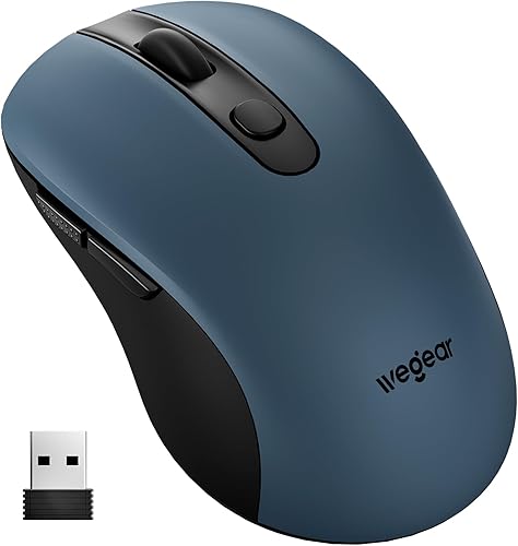 Miniatura 8 de Mouse inalámbrico USB para computadora portátil, Mac, mouse inalámbrico de 2.4 GHz con 6 botones, 5 niveles ajustables 4000 DPI, mouse óptico