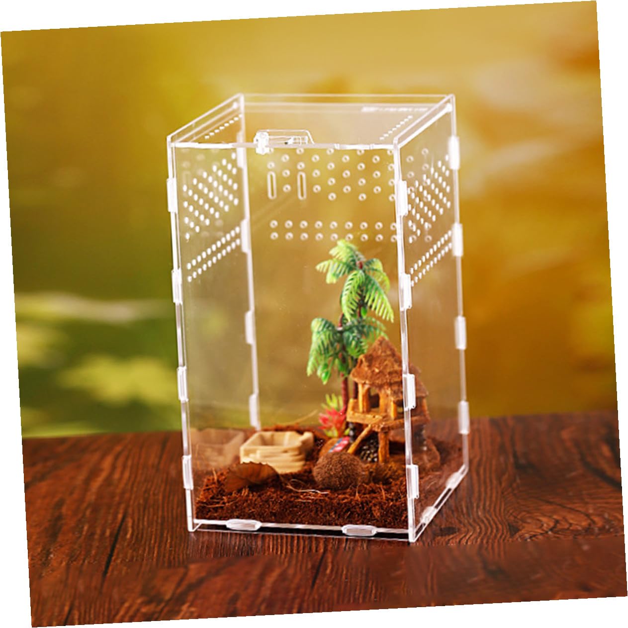 TEHAUX Magnetische Belüftungssystem Konstantem Luftstrom Stabilem und Acryl Terrariumbox mit Transparent Reptilien für Soldatenkrabben und Skorpione