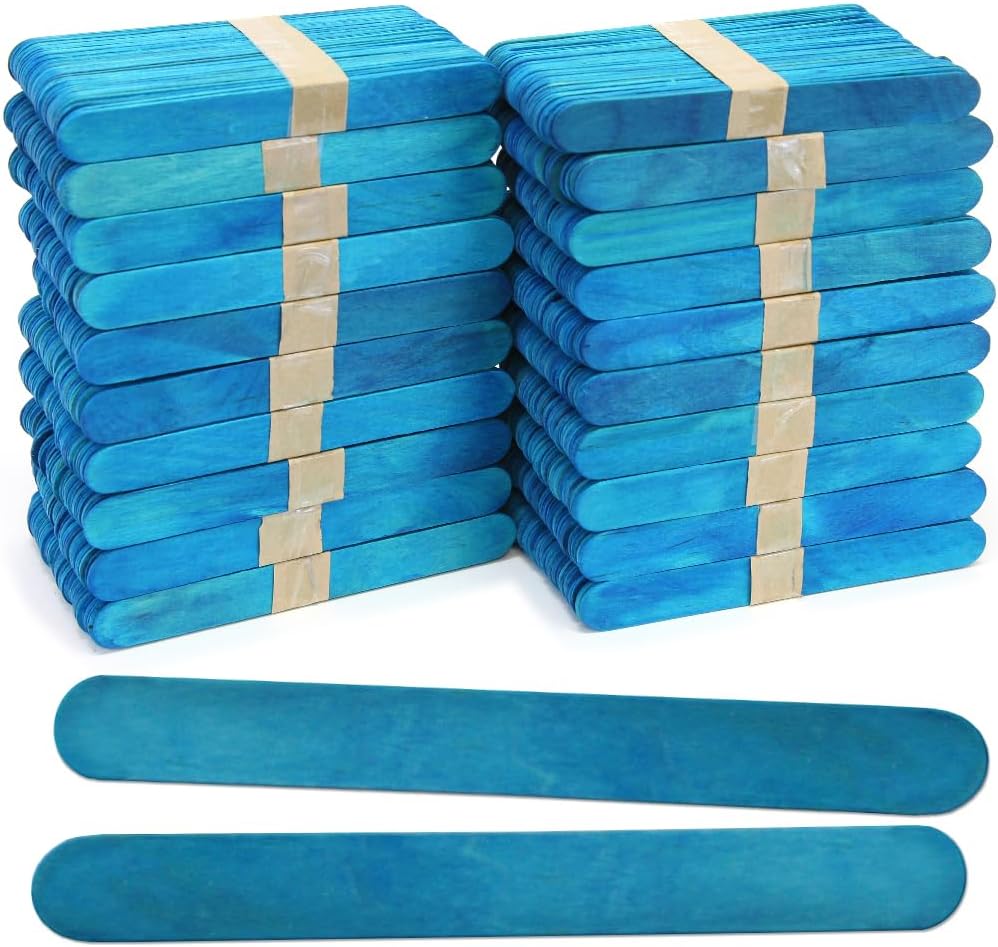 Blue 6 inch Jumbo Wood Popsicle Sticks, 1000 Pack