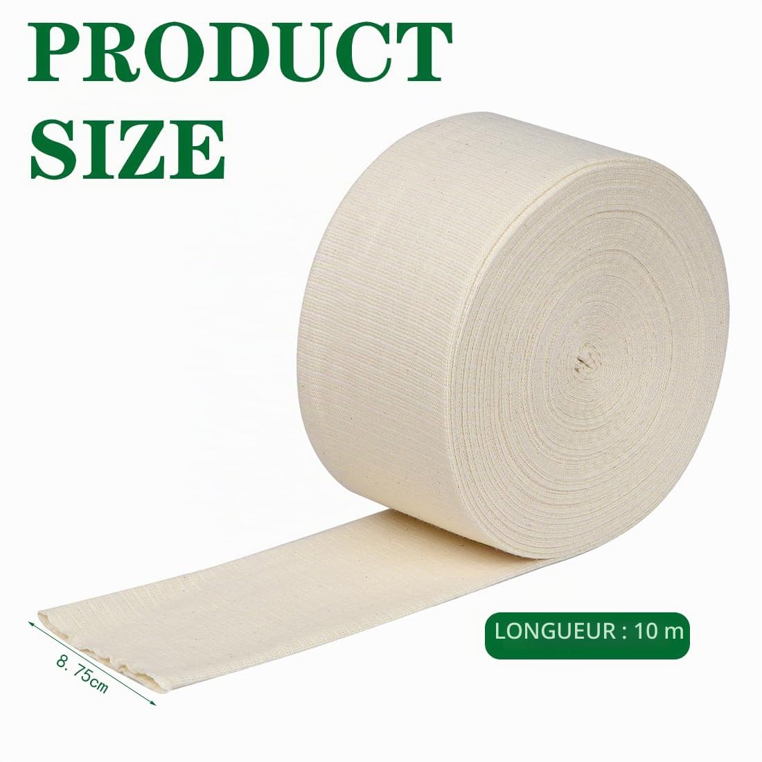 Bandage de compression élastique en forme de tube respirant pour pansement, bras, genoux, 8,75 cm x 10 m