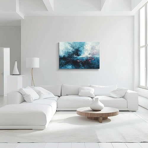 Miniatura 142 de Lienzo artístico para pared, pinturas de arte abstracto, fantasía azul, grafiti colorido sobre fondo blanco; decoración artística moderna para sala