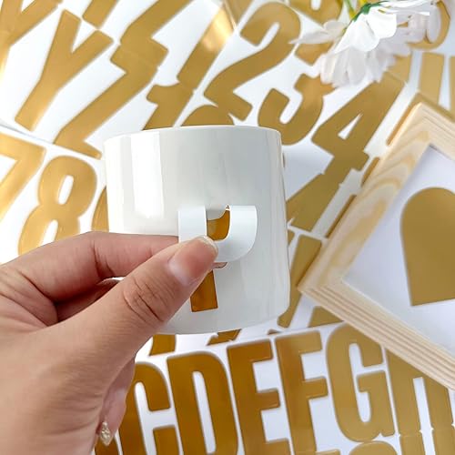 Miniatura 5 de 400 calcomanías de letras grandes, 24 hojas, color dorado, con números del alfabeto de 2.5 pulgadas, autoadhesivas para tablones de anuncios, aulas,