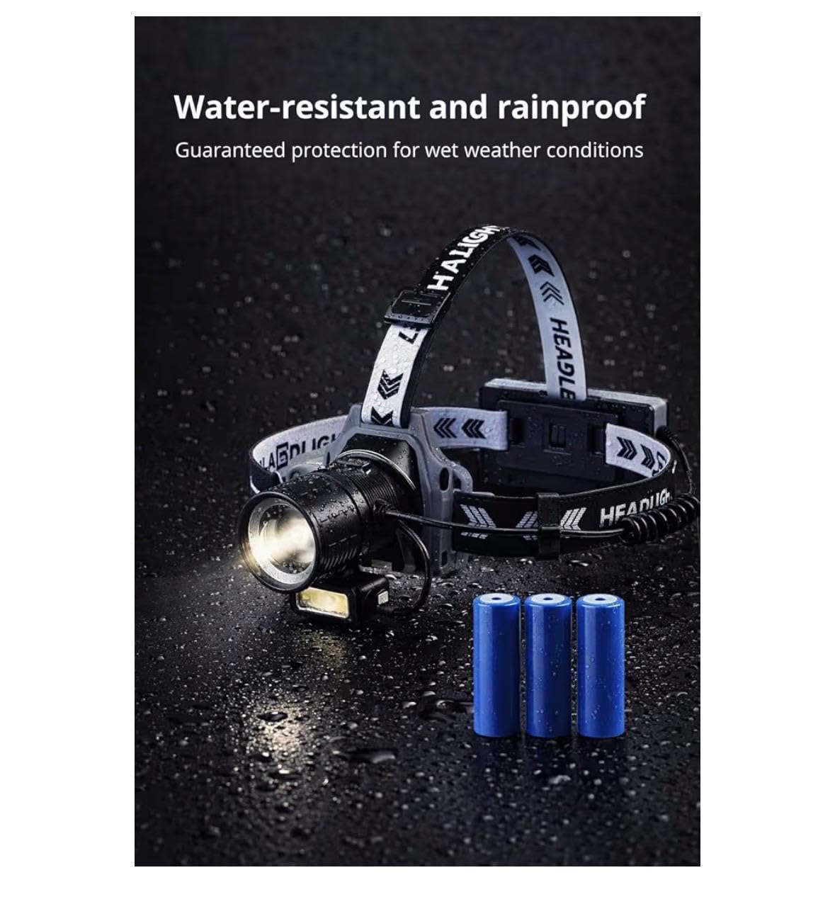 Lampe frontale LED rechargeable 3000 lumens - Détecteur de mouvement avec 8 modes, angle réglable de 135 °, étanche IPX7 pour camping, randonnée, course et aventures en plein air Classe