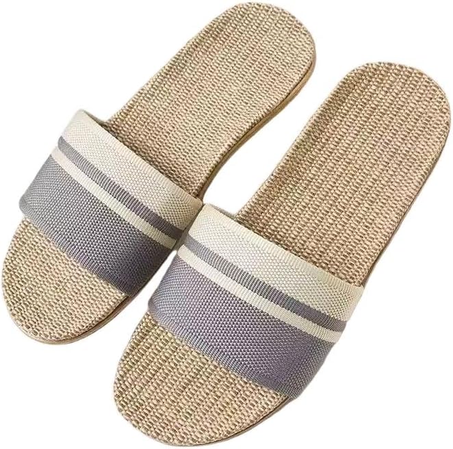 Linen Slippers, For Spring & Summer, Indoor Sandals, For Rooms, Lightweight, Women's Indoor Shoes 1 Pair Grey（Size 7.5-10）