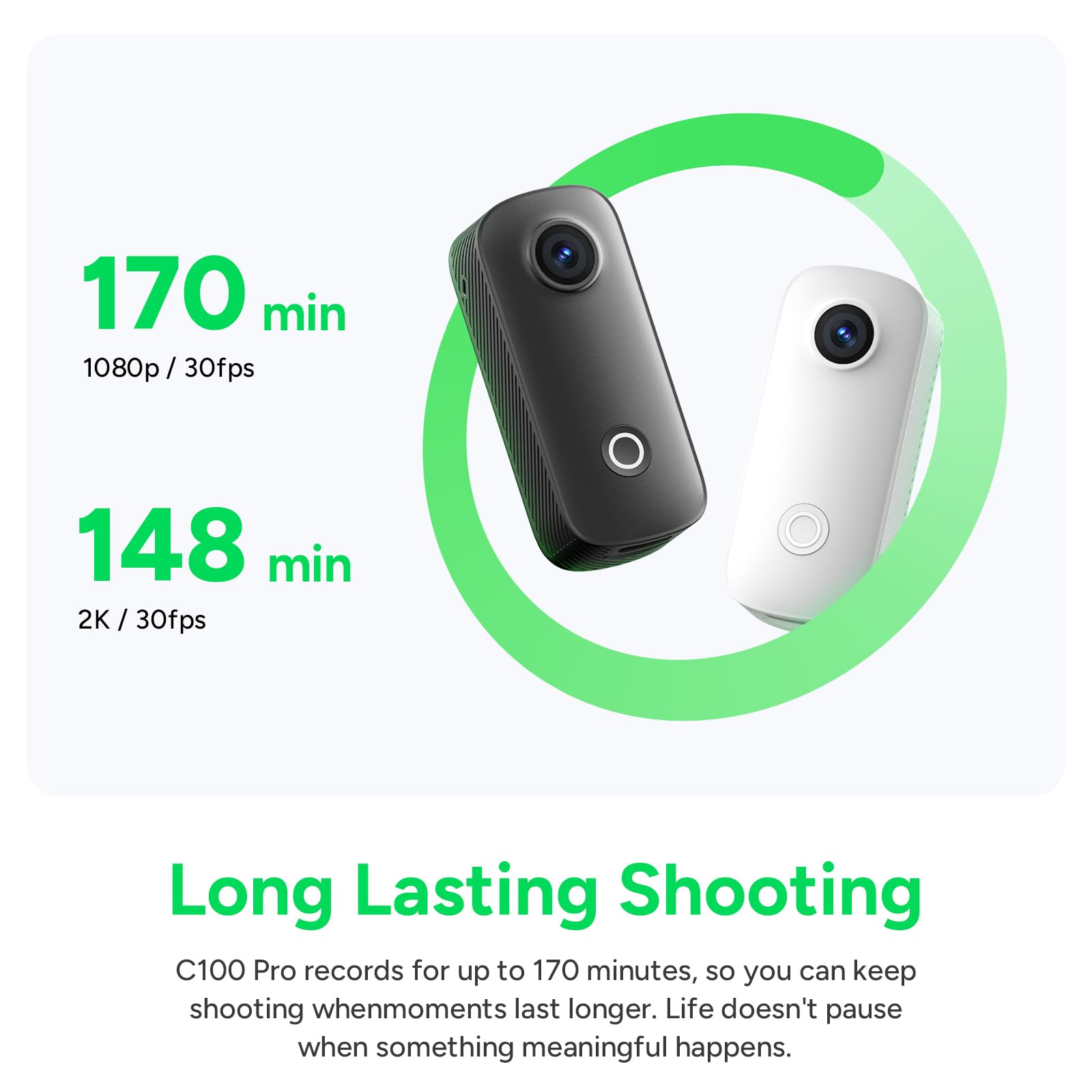 SJCAM Telecamera POV C100 Pro 4K, con scheda da 64 GB, videocamera da pollice WiFi 5G, videocamera portatile indossabile da 32 g, CMOS da 1/3" | f/2.5, impermeabile fino a 30 m, con custodia, mini