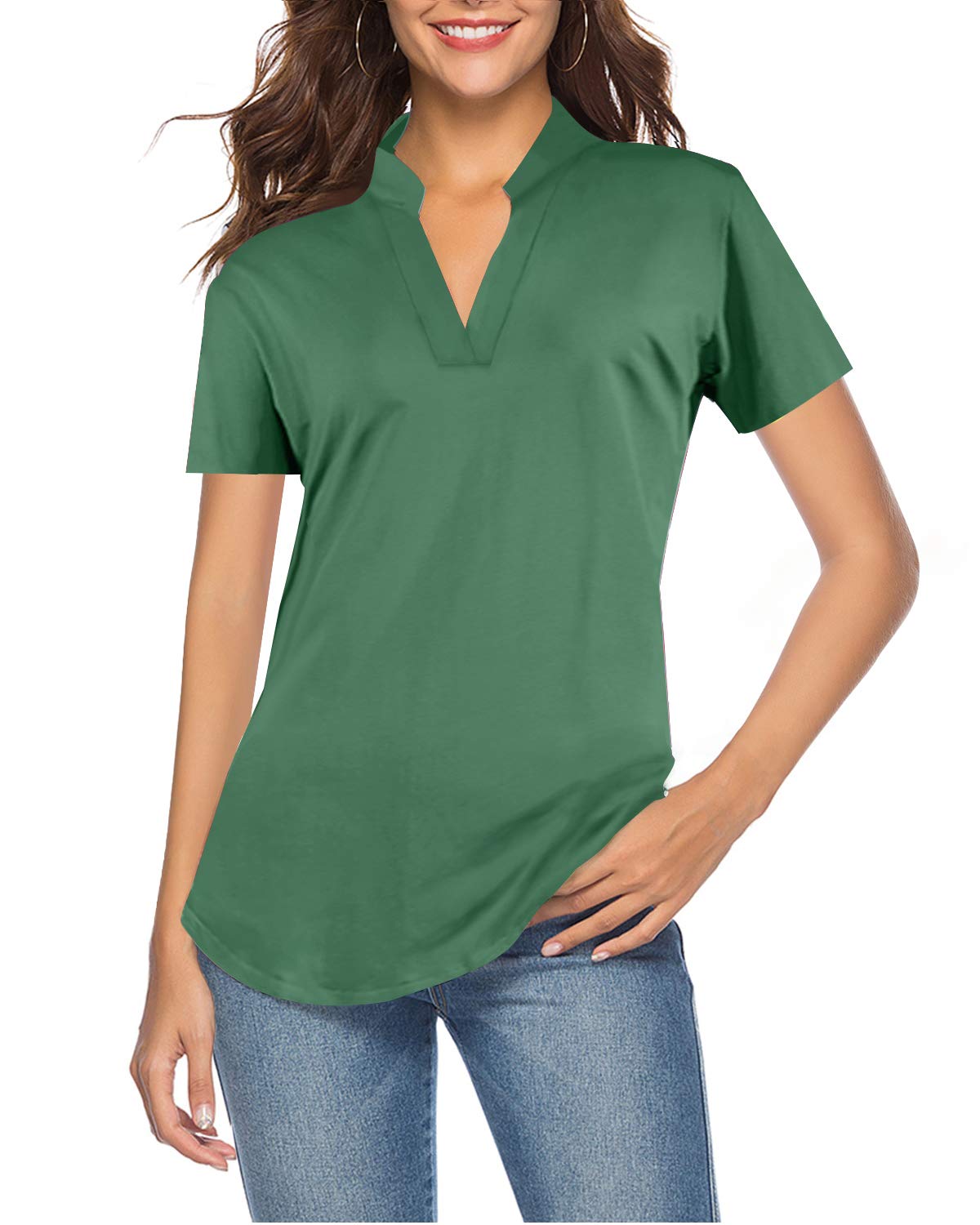 CEASIKERY Women's 3/4 Sleeve V Neck Tops Casual Tunic Blouse Loose Shirt