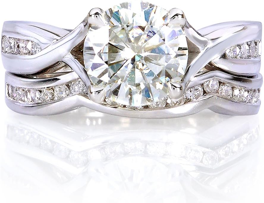Kobelli Round-cut Moissanite Bridal Set 1 1/2 CTW 14k White Gold