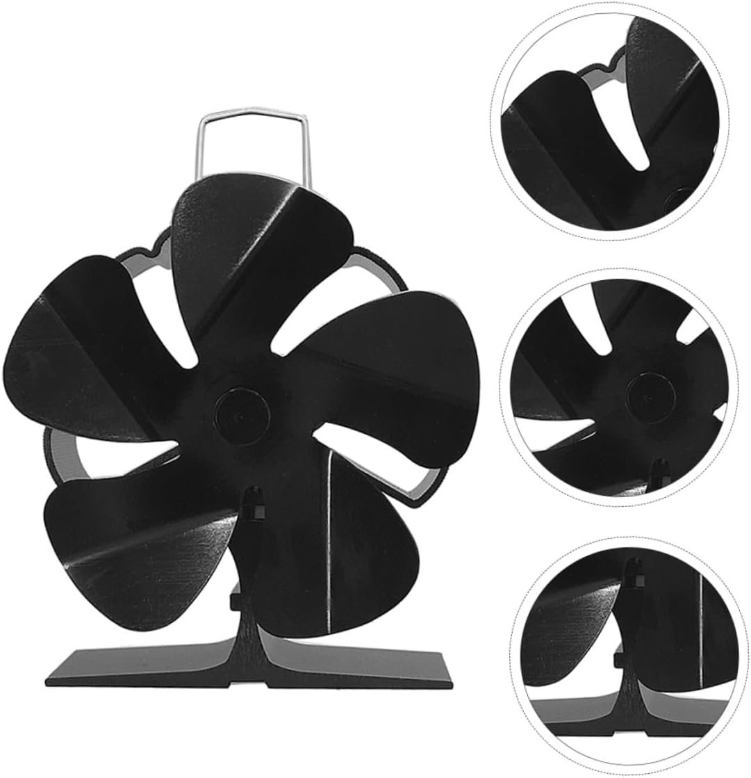 Mikikit Mini 5-blade Heat Powered Stove Fan Silent Motor Metal Fireplace Fan for Residential Wood-burning Stove Efficient Warm Air Circulation for Indoor Heating