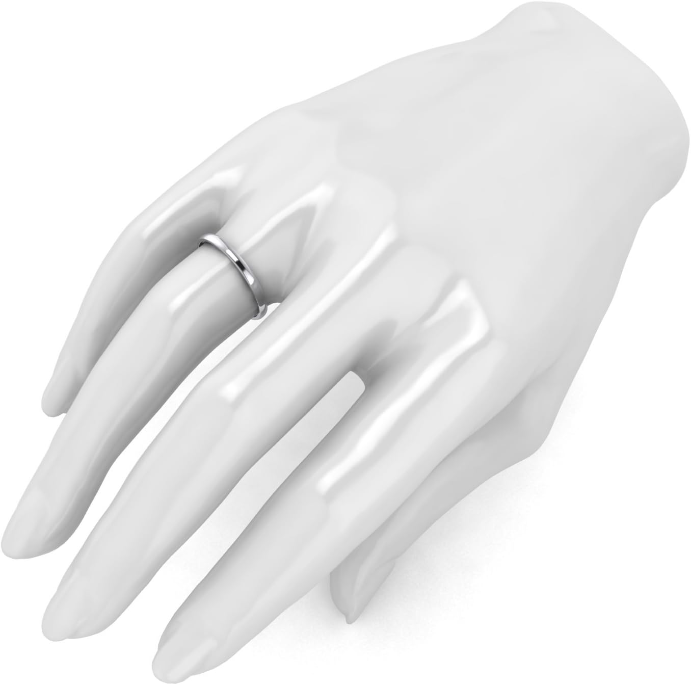 LANDA JEWEL Solid 14k White Rose Yellow Gold 2mm Light Court Shape Comfort Fit Polished Wedding Ring Plain Band