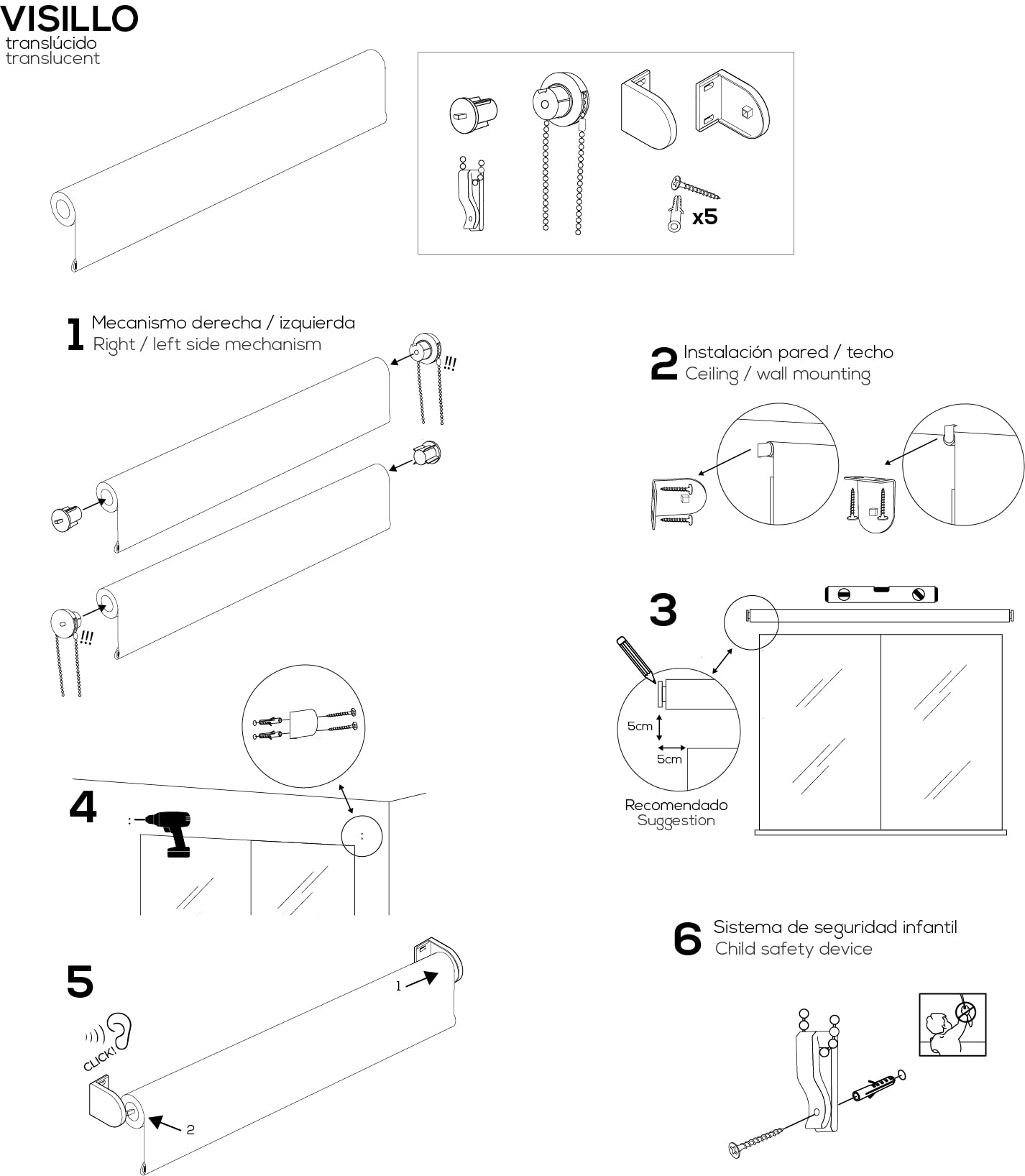 Blindecor Store Enrouleur Brise-Vue translucide - Rideau occultant pour fenêtre - Blanc - 80 x 180 cm - Dimensions du Tissu 77 x 175 cm