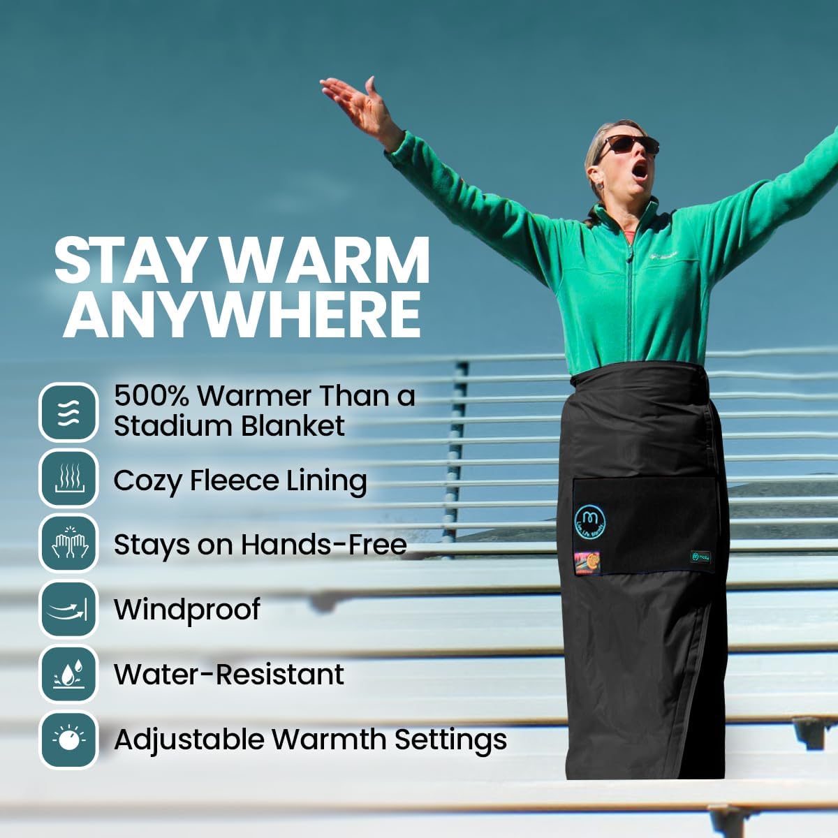 Mozy Wearable & Weatherproof Outdoor Blanket – Lower-Body Thermal Wrap for Superior Warmth - Image 4