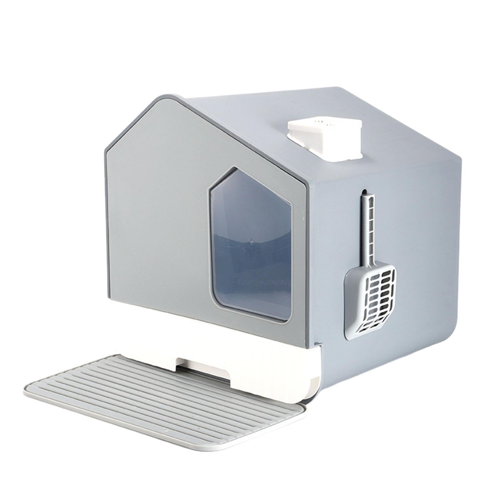 Arenero para Gatos, Casa de Arena para Gatos de Interior, Suministros para Mascotas, Bandeja de Arena Cerrada para Gatos, Inodoro Par, Gris
