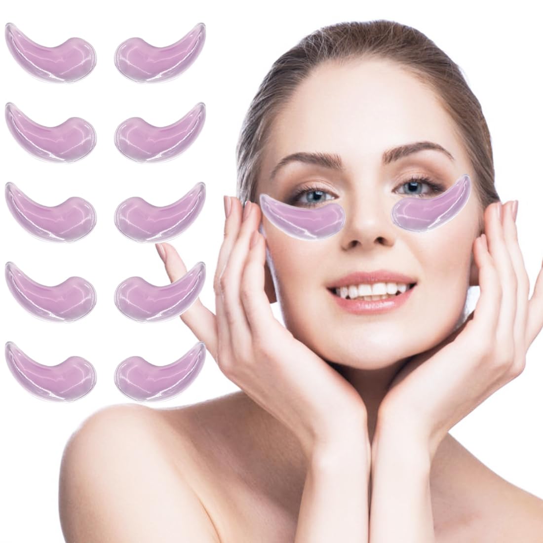 Reusable Gel Eye Ice Pack, Cooling Eye Pad, Hot ＆ Cold Treatment for Eye Strain, Eye Swelling, Eye Redness, Puffy Eyes, Dark Circles, Smooth Fine Lines, and Eye Recover Surgery. 10PCS