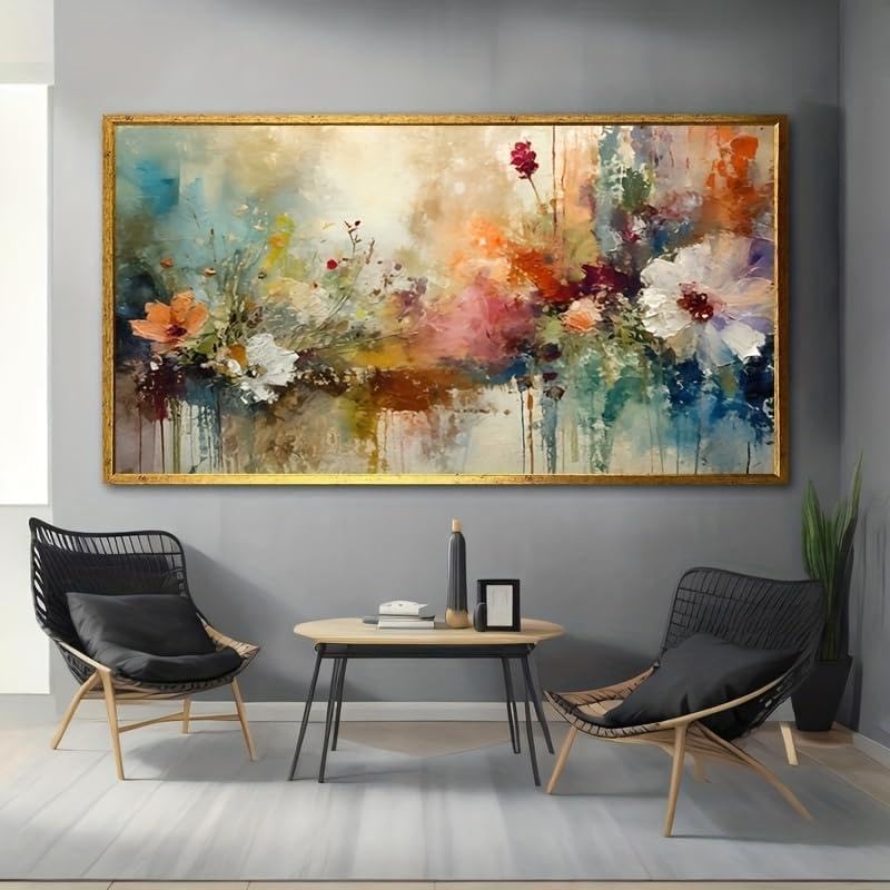 Toile florale aquarelle 60x120 cm impression abstraite moderne pour décoration salon et couloir