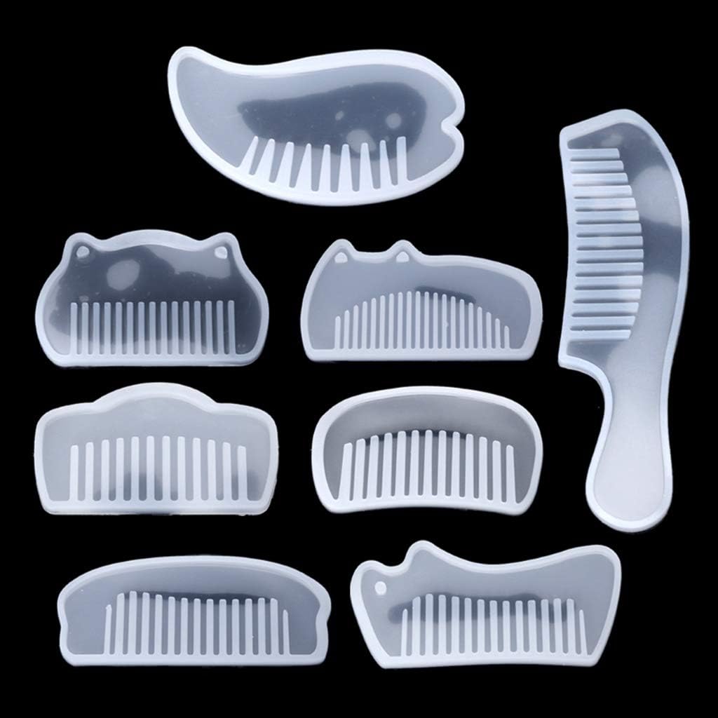 EAPTS 8Pcs Comb Resin Mold Silicone Molds, 3D Transparent Silicone Comb Mold Epoxy Resin Molds DIY Jewelry Making Tools Handmade Gift for Making Resin Molds
