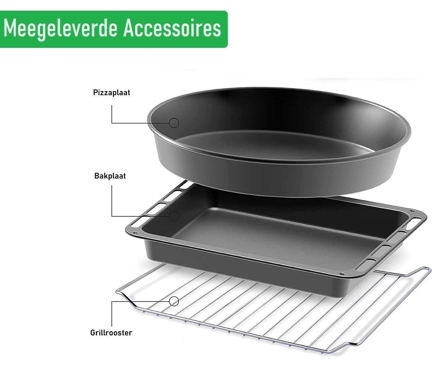Four Autonome - 40 Litres - 1300 Watt - Air Chaud - Intérieur Émaillé Facile à Nettoyer - Mini Four (Anthracite)